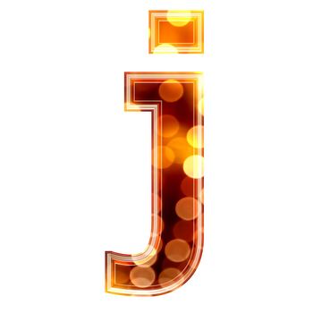 3d letter with glowing lights texture - j