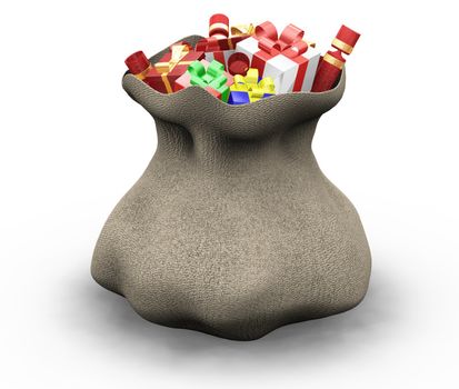 3D render of a sack of gifts