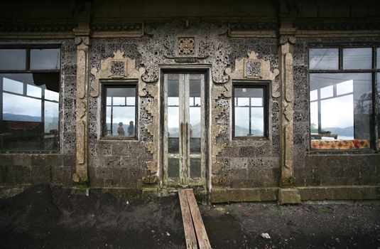 Old-fashioned wooden door in Indonesia. Bali