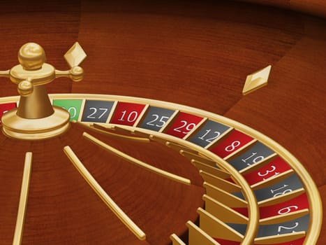 3D render of a roulette wheel