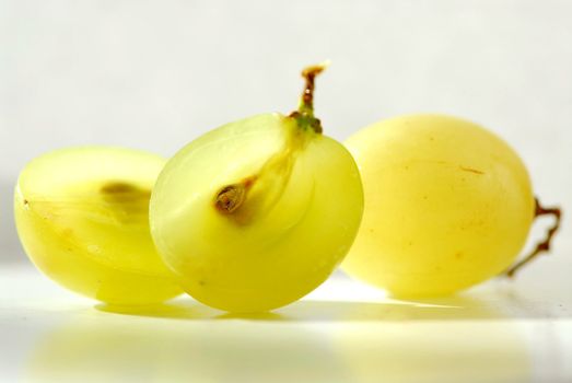 Extreme macro of fresh cut grape berries with seeds