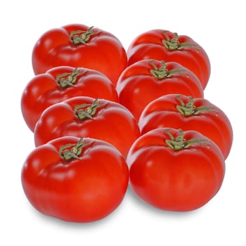 Fresh juicy tomatoes isolated on white background