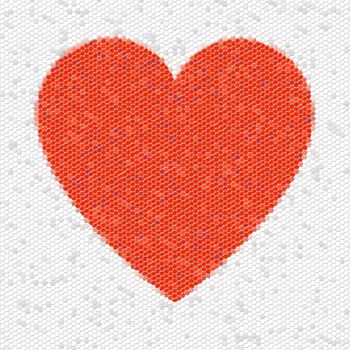 Red heart mosaic made from little tiles.