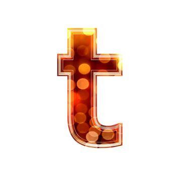 3d letter with glowing lights texture - t