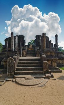 Ruins at Polonnaruwa - vatadage temple, UNESCO World Heritage Site in Sri Lanka