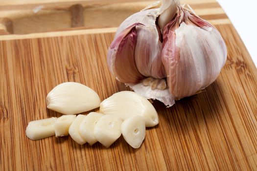 Garlic on the wooden table 