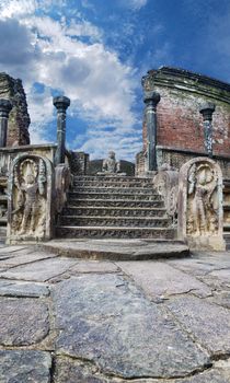 Ruins at Polonnaruwa - vatadage temple, UNESCO World Heritage Site in Sri Lanka