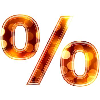 3d percent sign with glowing lights texture