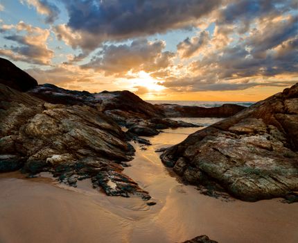 Mystic coast sunset on a tropical Islands