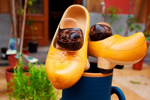 A pair of Asturian wooden clogs