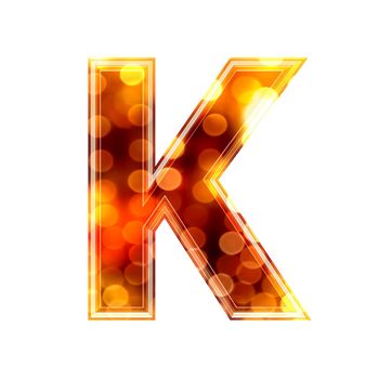 3d letter with glowing lights texture - K