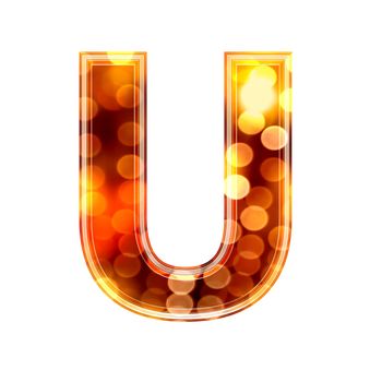 3d letter with glowing lights texture - U