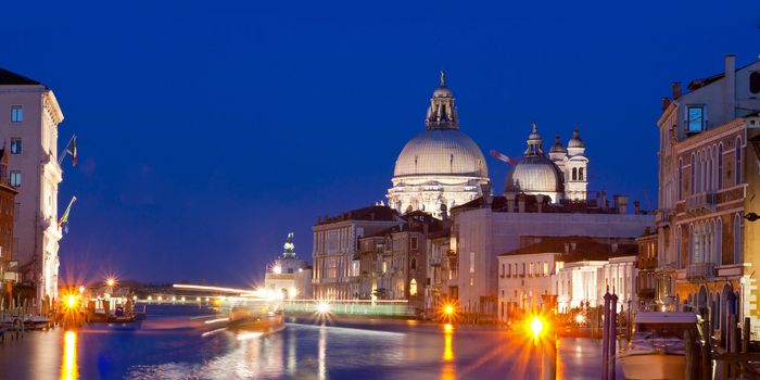 Panoramic Scenis of Grand Canal Venice Italy Landscape At Dusk
