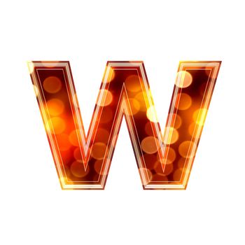 3d letter with glowing lights texture - w