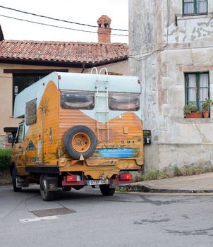 Vintage decorated Camper Van in the street