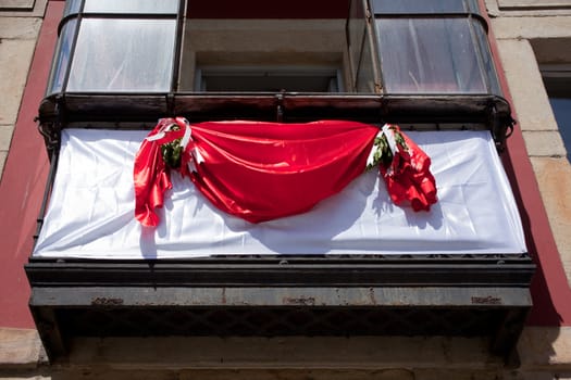 Balcony with drape, Gijon - Asturias. Spain