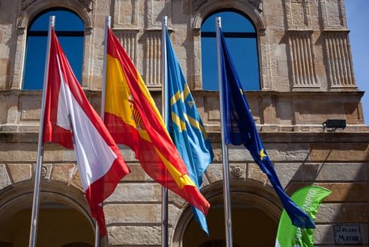 European Flags, Asturias, Spain and Gijon