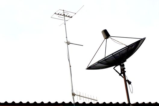 Satellite dish and Radio Atenna on the Roof