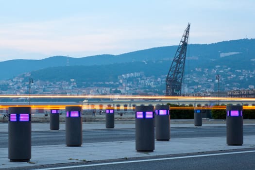 Road at sunset in the city of Trieste