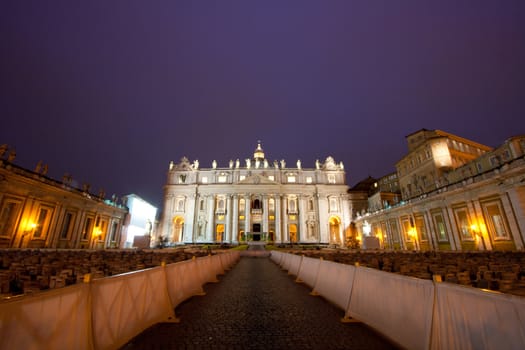 Basilica di San Pietro Vatican Cathedral, Rome Italy at dusk