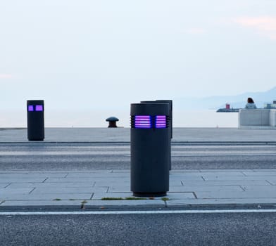 Road at sunset in the city of Trieste