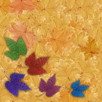 Abstract natural background, colorful painting leaves of plants