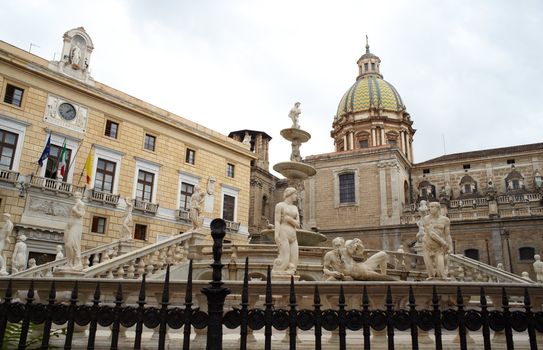 Fontana delle Vergogne in Piazza Pretoria in Palermo, Italy