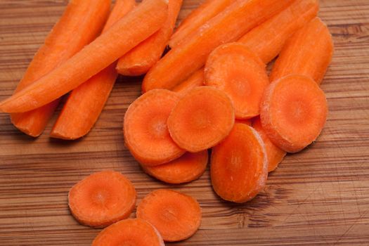 Fresh carrot on the wooden table