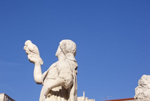 Statue with pelican, Trieste - Italy