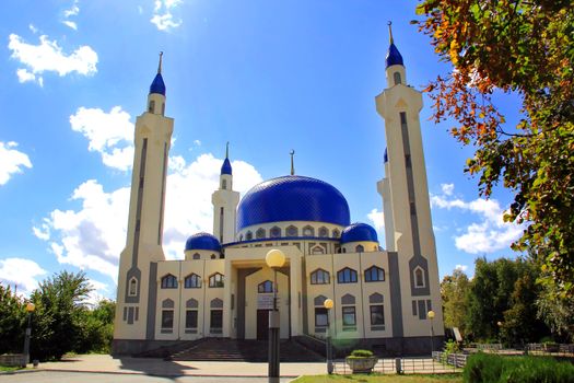 Summer landscape with Islam temple of the South Russia