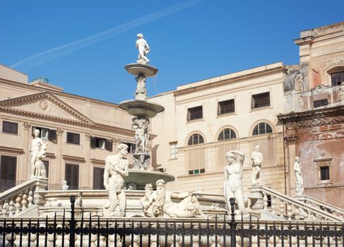 Fontana delle Vergogne in Piazza Pretoria in Palermo, Italy