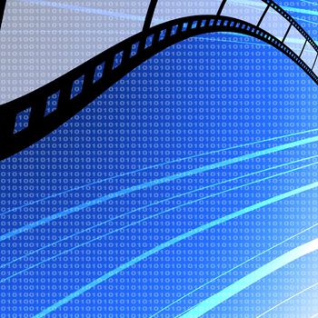 Blank film strip with digit background, Film industry concept