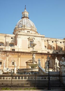 Fontana delle Vergogne in Piazza Pretoria in Palermo, Italy