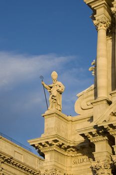 Statue of Saint Martian on Siracusa Cathedral, Italy