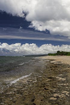 Beach on the island of Oahu, made out from volcanic rock