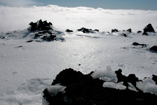 Etna, volcano of Sicily covered by snow - Italy