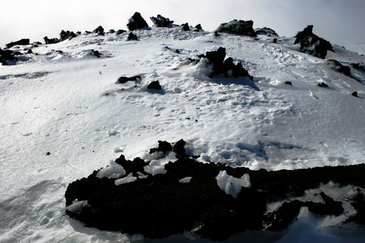 Etna, volcano of Sicily covered by snow - Italy