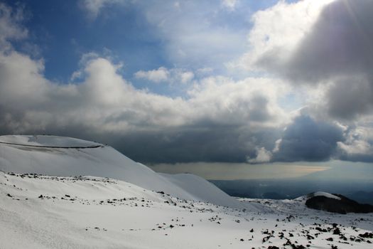 Etna, volcano of Sicily covered by snow - Italy
