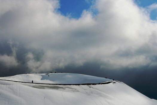 Etna, volcano of Sicily covered by snow - Italy
