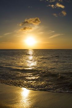 Sunset over a calm pacific ocean