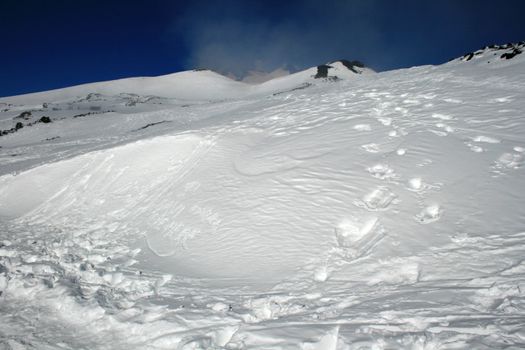 Etna, volcano of Sicily covered by snow - Italy