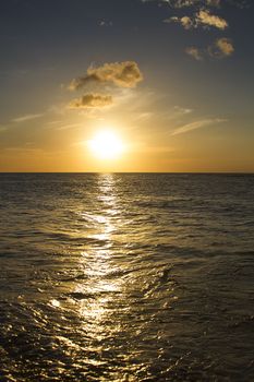 Pacific ocean sunset in Hawaii