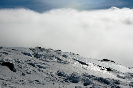 Etna, volcano of Sicily covered by snow - Italy