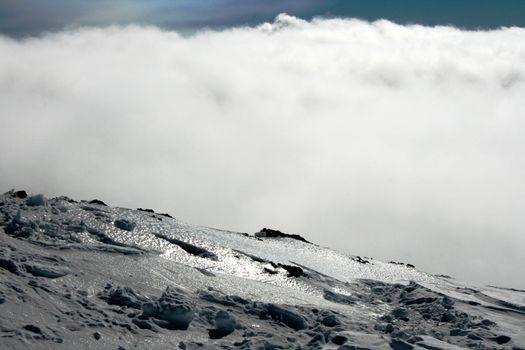 Etna, volcano of Sicily covered by snow - Italy