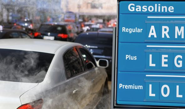 pollution of environment by combustible gas of car