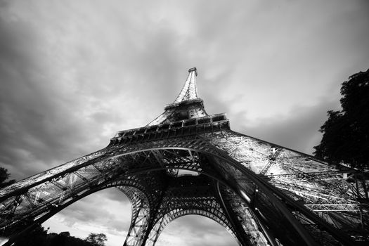 Eiffel Tower in the evening - ultra wide angle at 12mm lens