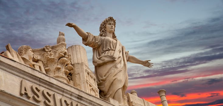 Statue on the sky background, Trieste. Italy