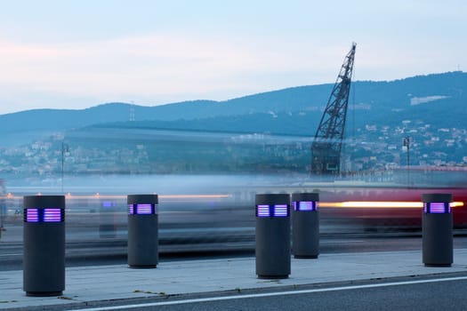 Road at sunset in the city of Trieste