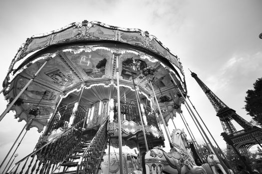 Colorful Carousel near Eiffel Tower