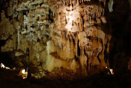 stalactites and stalagmites in Resava Cave in Serbia